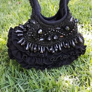 Black beaded Mary Frances evening bag